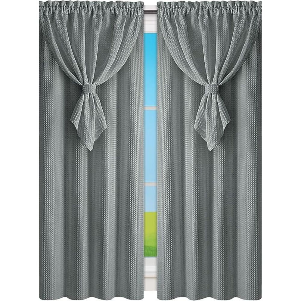 Collections Etc Allegra Curtain Panel with Attached Valance